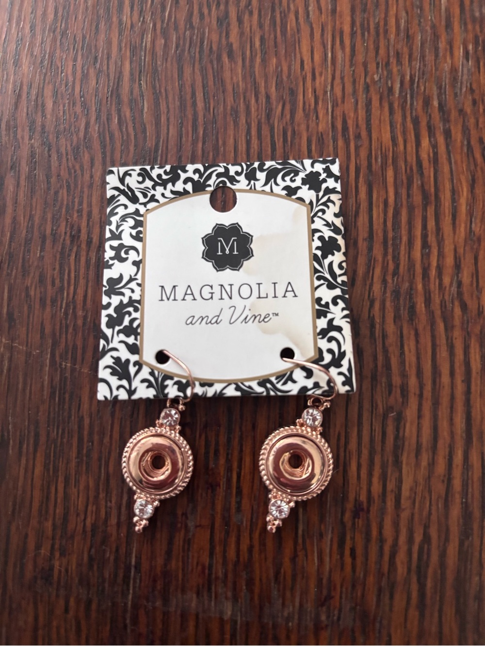 Magnolia and Vine Rose Gold Dangle Snap Earring Drops